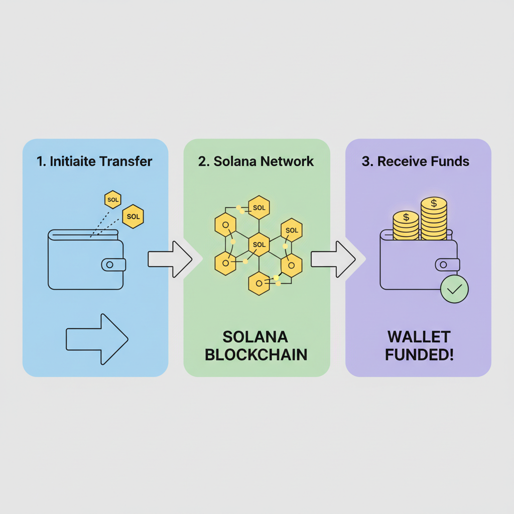 wallet funding with SOL transfer, Solana blockchain graphic