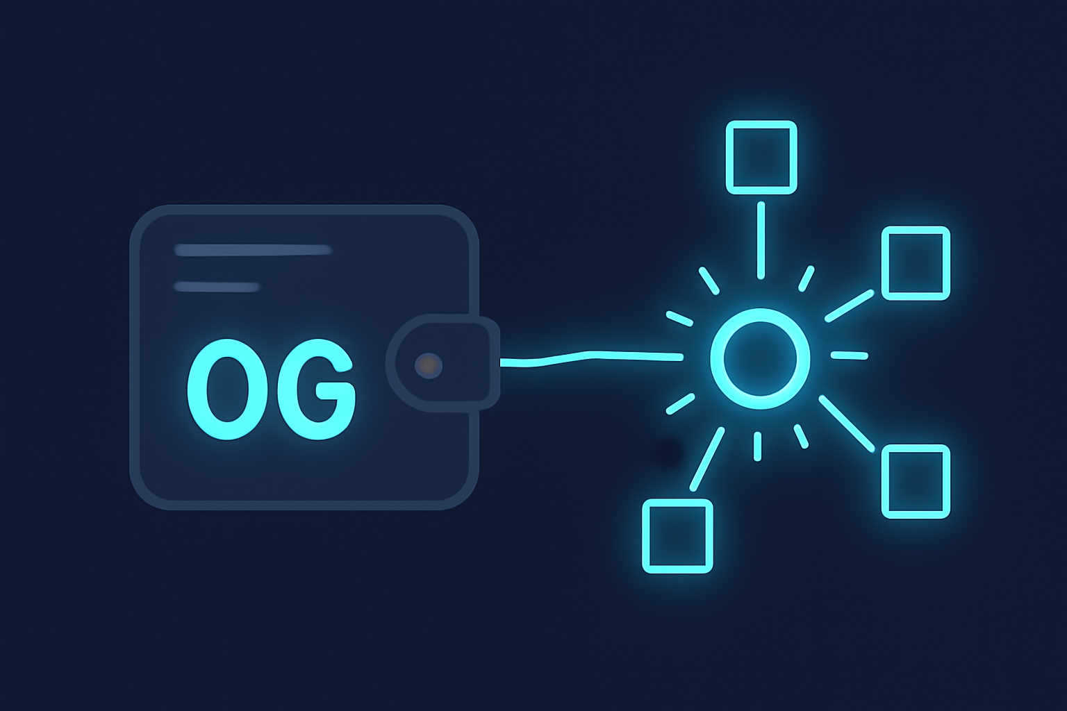 sleek digital wallet interface connecting to glowing 0G blockchain network
