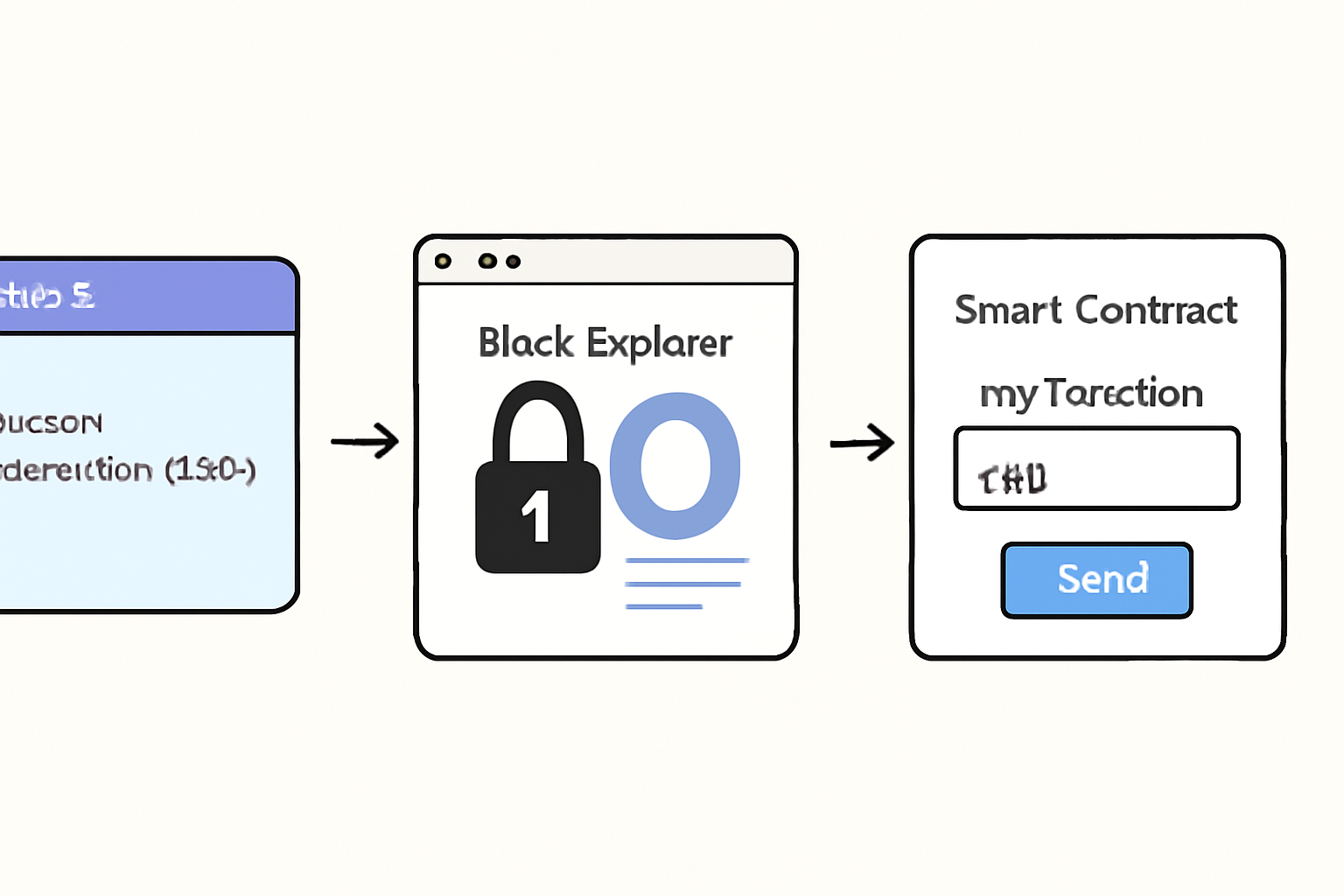 ethers.js calling smart contract function, encrypted transaction on blockchain explorer, interactive UI mockup