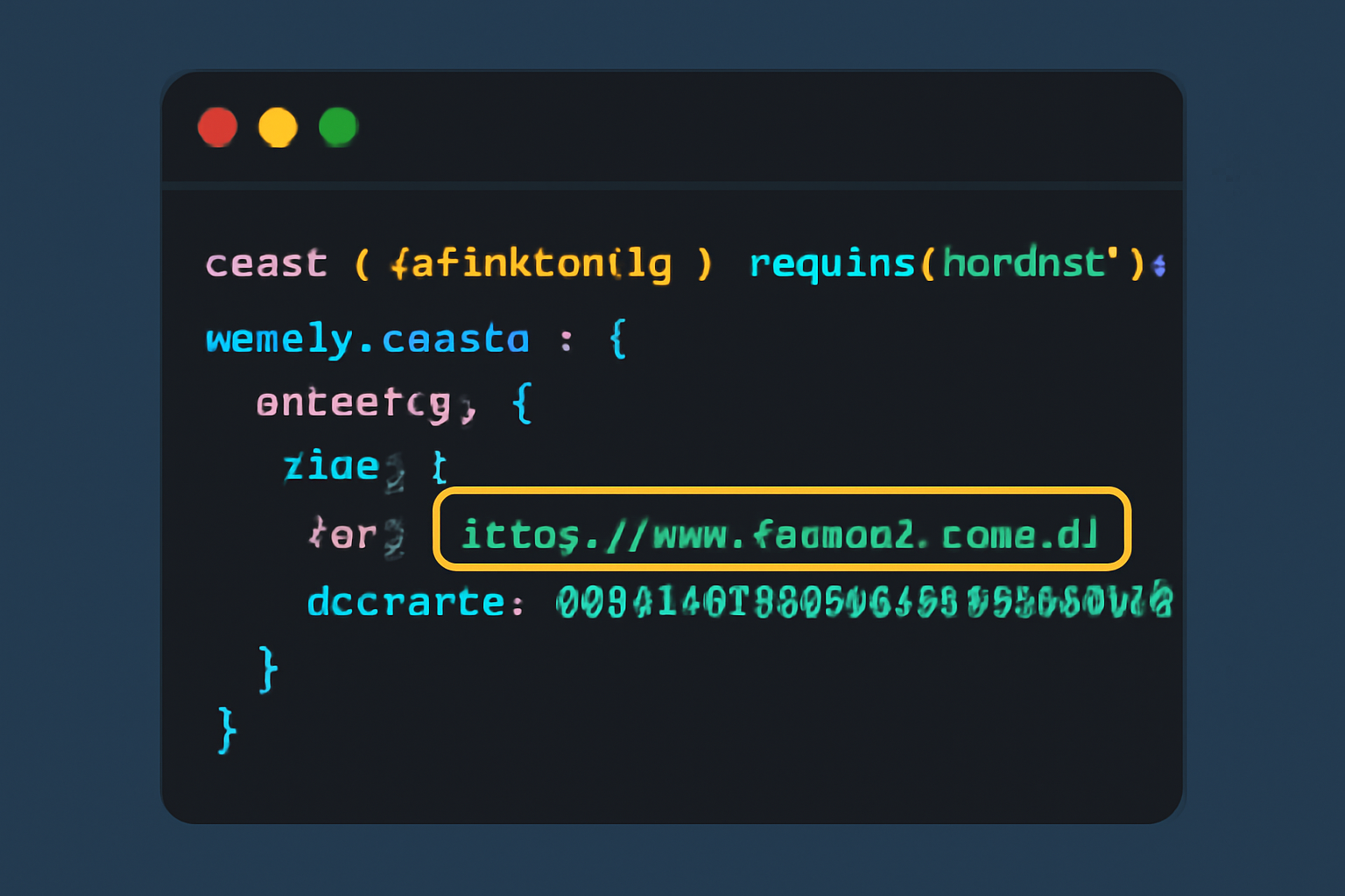 code editor with hardhat.config.js open, highlighting network config for Zama testnet, neon syntax highlight