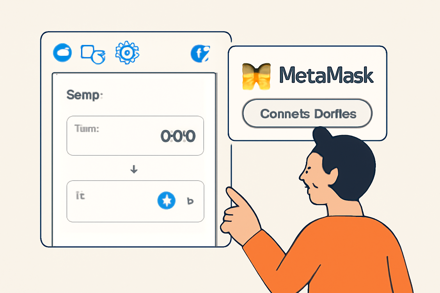 A user connecting MetaMask to a decentralized exchange interface, with the Base network selected, and DEX logos visible.