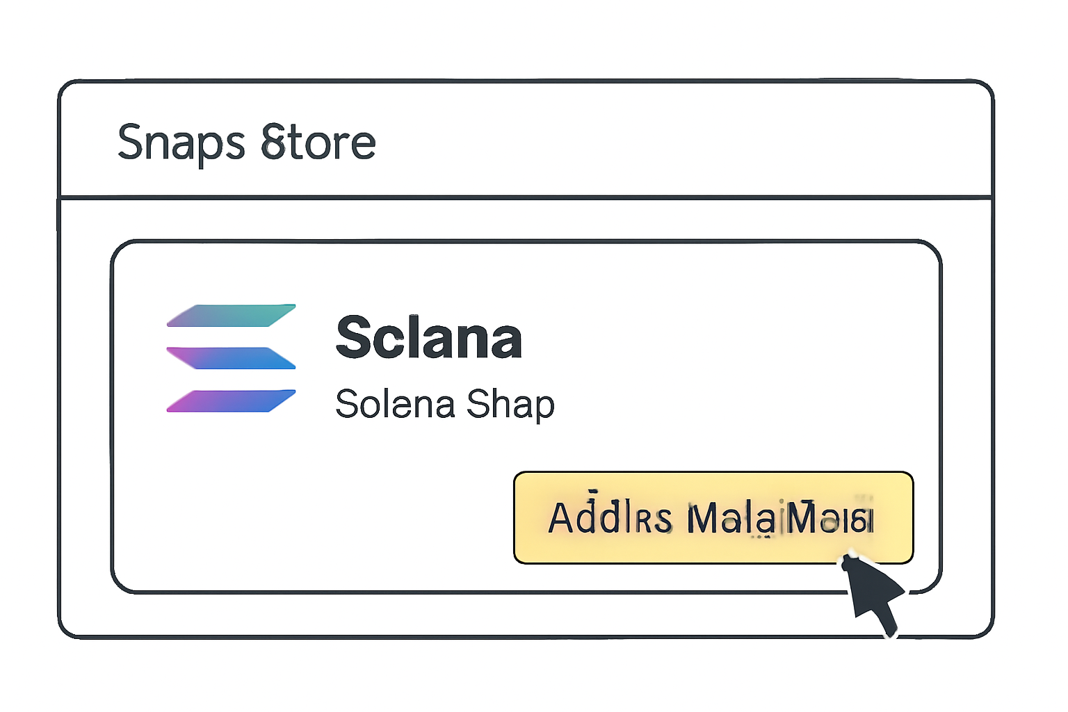 A highlighted 'Add to MetaMask' button next to the Solana Snap module in the Snaps Store.