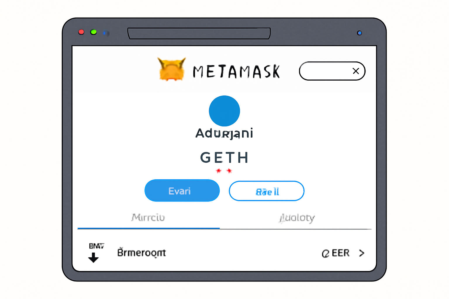 A computer screen displaying the MetaMask browser extension open, showing the wallet dashboard.