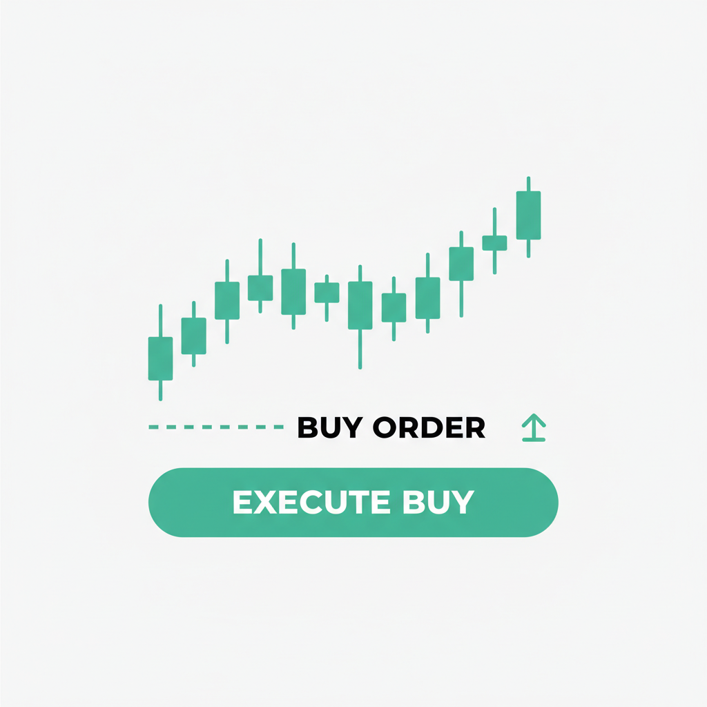 trading chart with bitcoin price and buy order