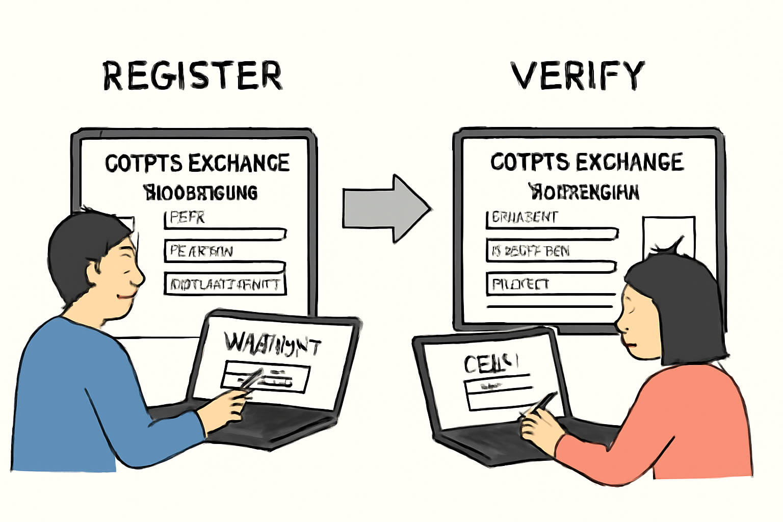 user filling out registration and verification forms on a crypto exchange website
