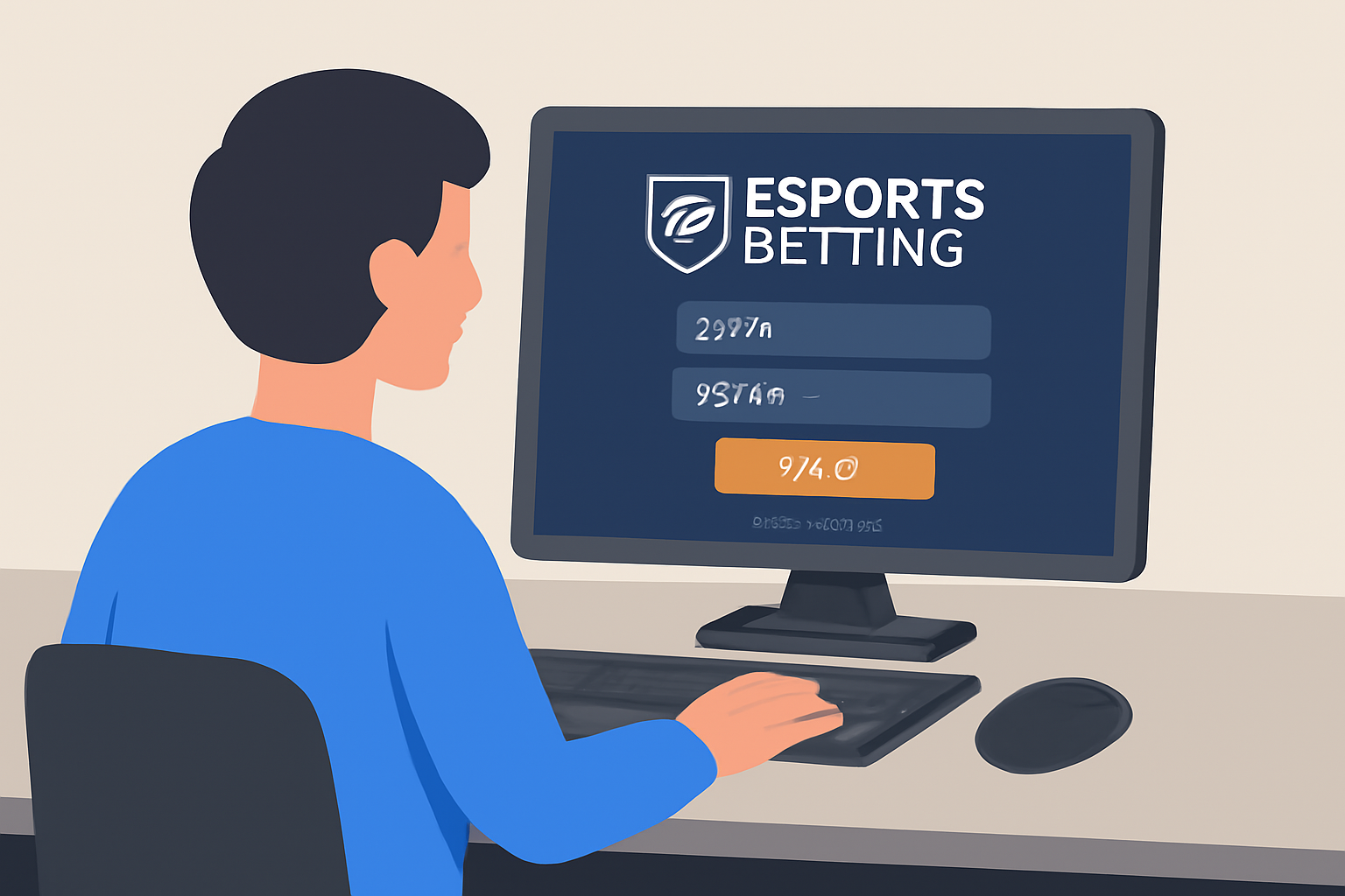 user logging into an esports betting website on their computer