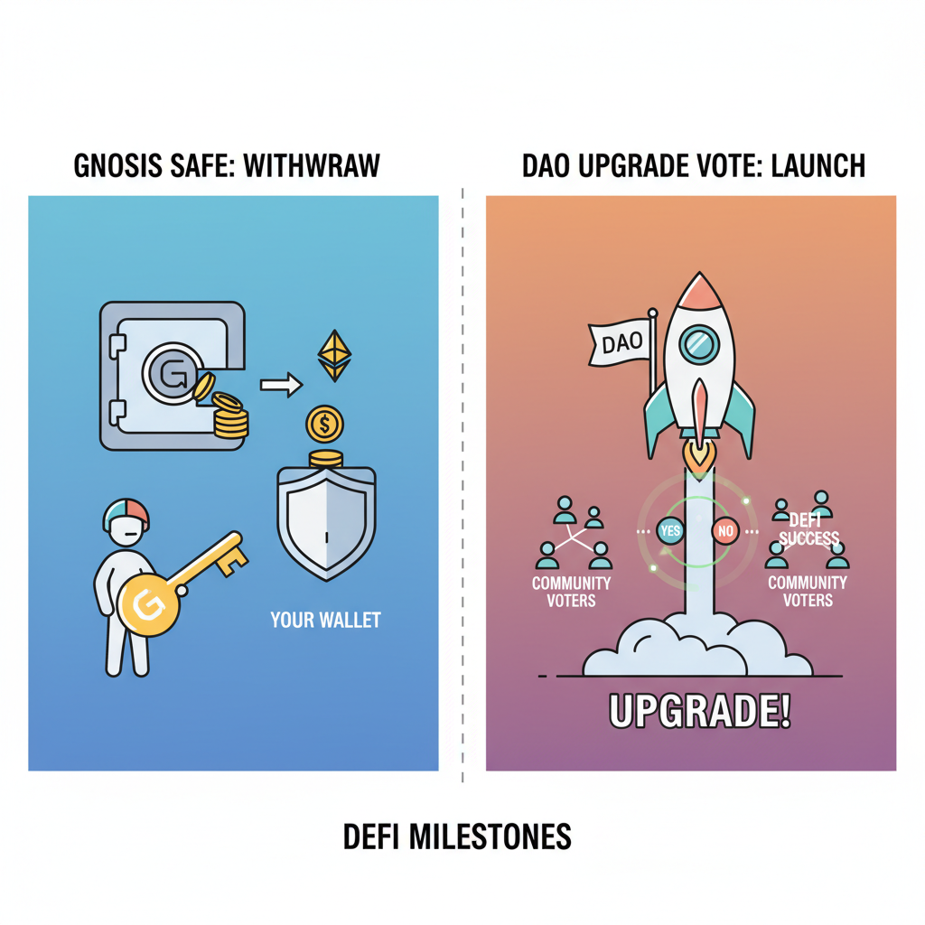 Gnosis Safe withdraw from vault or DAO upgrade vote, rocket launch DeFi success