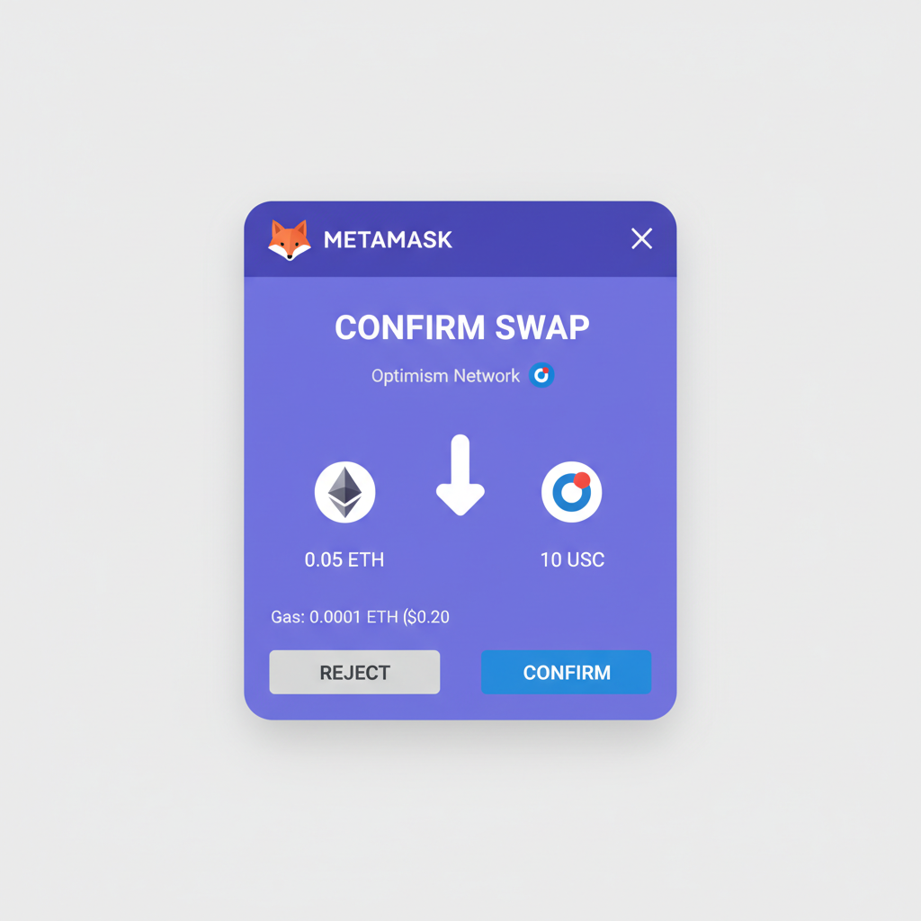 metamask confirming small eth swap on optimism network