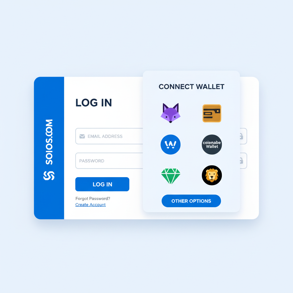 website screenshot of Socios.com login with connected wallet popup