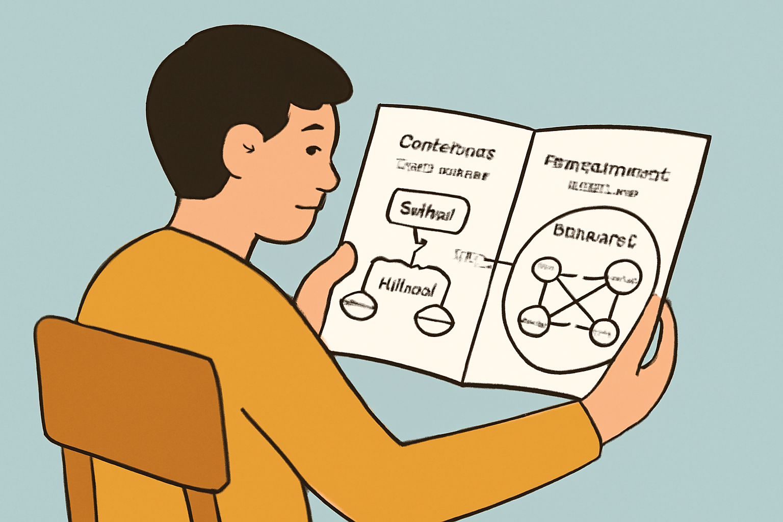 A developer reading documentation with a diagram showing a centralized sequencer replaced by a decentralized network labeled 'Espresso', connecting multiple rollups.