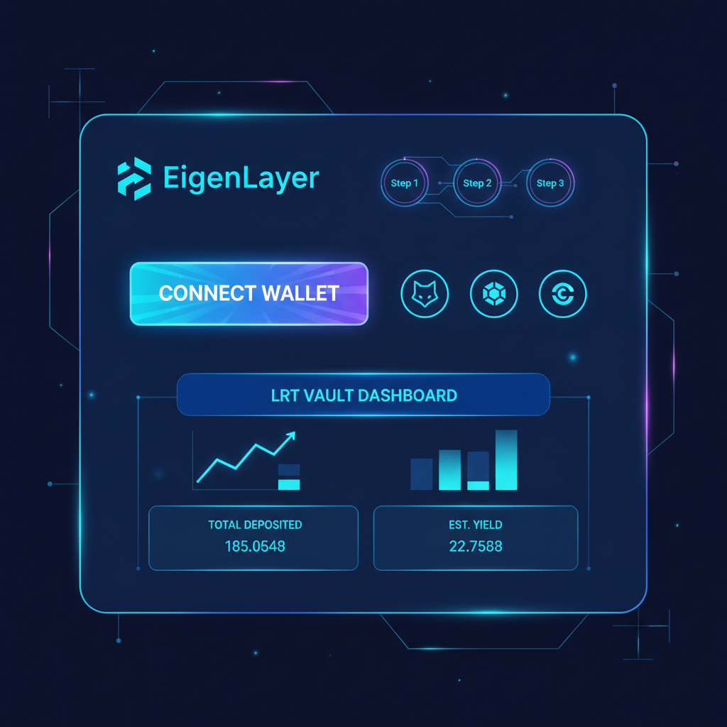 /eigenlayer lrt vault dashboard connect wallet interface futuristic neon blues