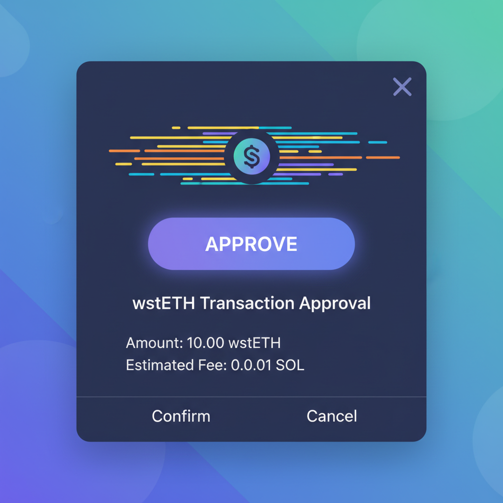 solayer approve button clicked for wsteth, transaction popup, solana speed lines