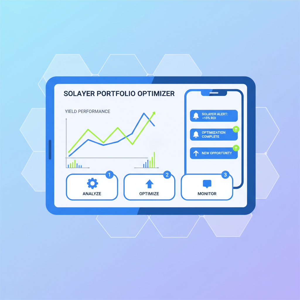 solayer portfolio optimizer, yield graphs rising, mobile alerts, futuristic dashboard