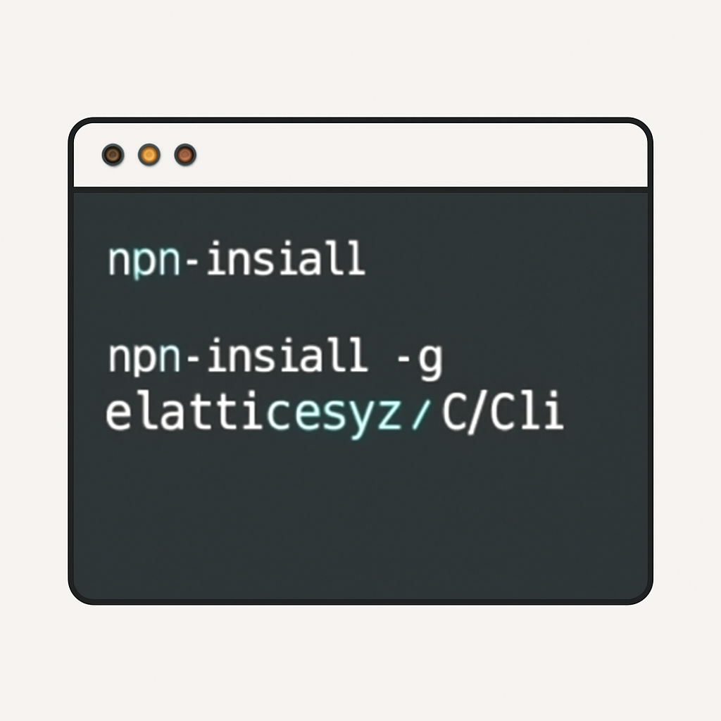 Terminal window displaying 'npm install' and 'npm install -g @latticexyz/cli' commands being executed.