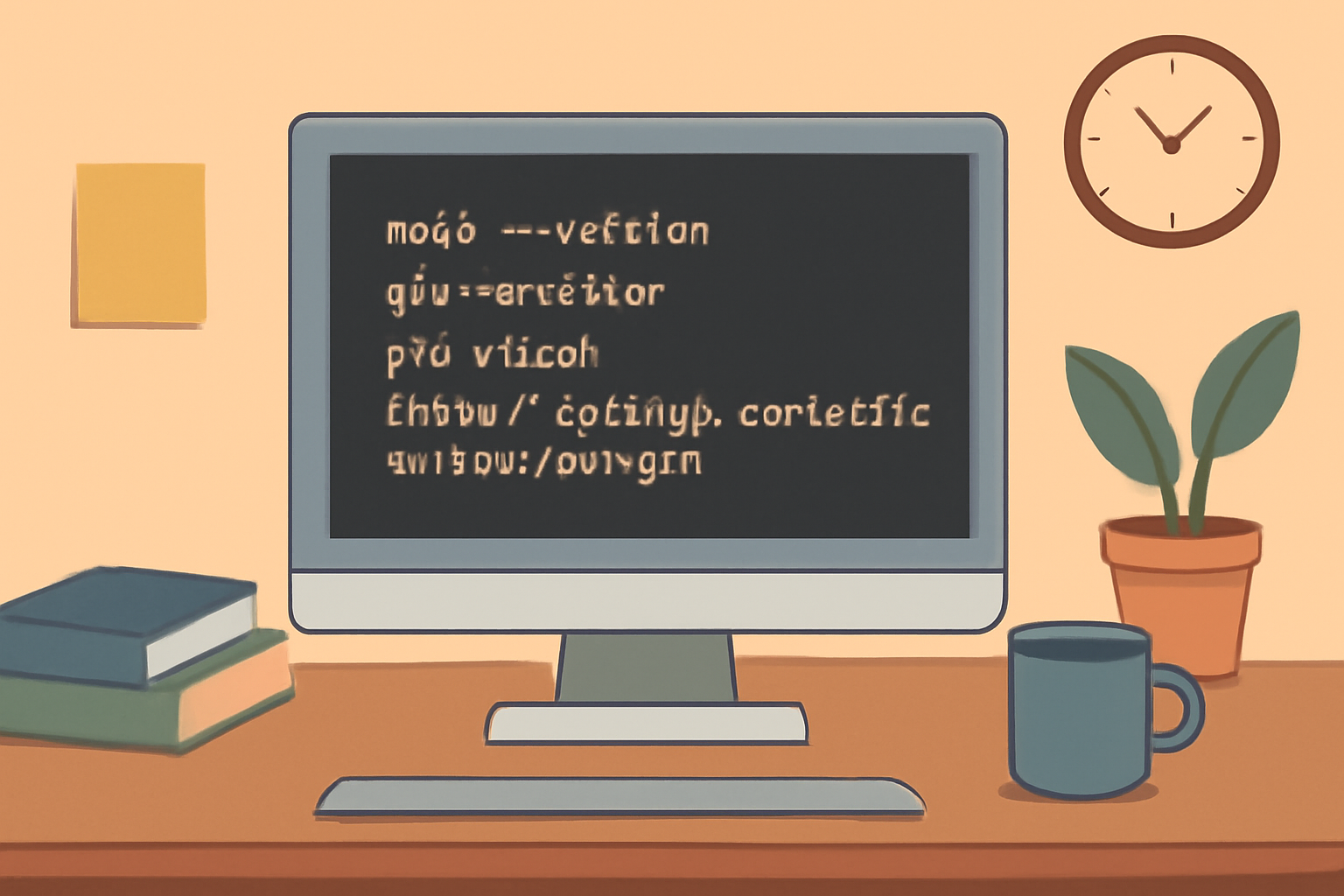 A developer's desktop with a terminal open, showing Node.js and Git installation commands, and the MUD starter template being cloned.