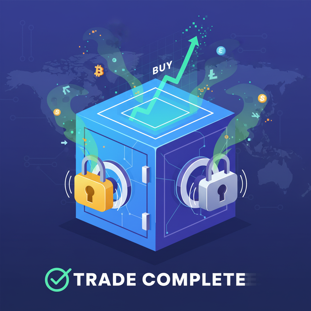 digital vault locking down after crypto trade with evaporating traces