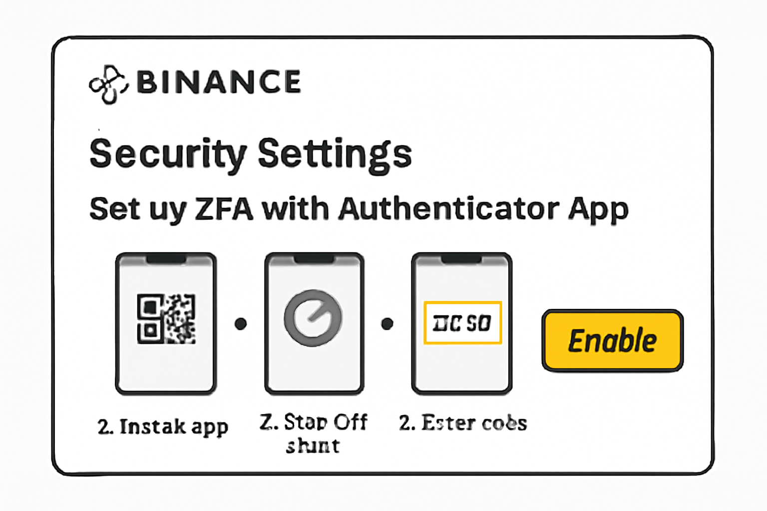 Binance security settings page showing 2FA setup with authenticator app