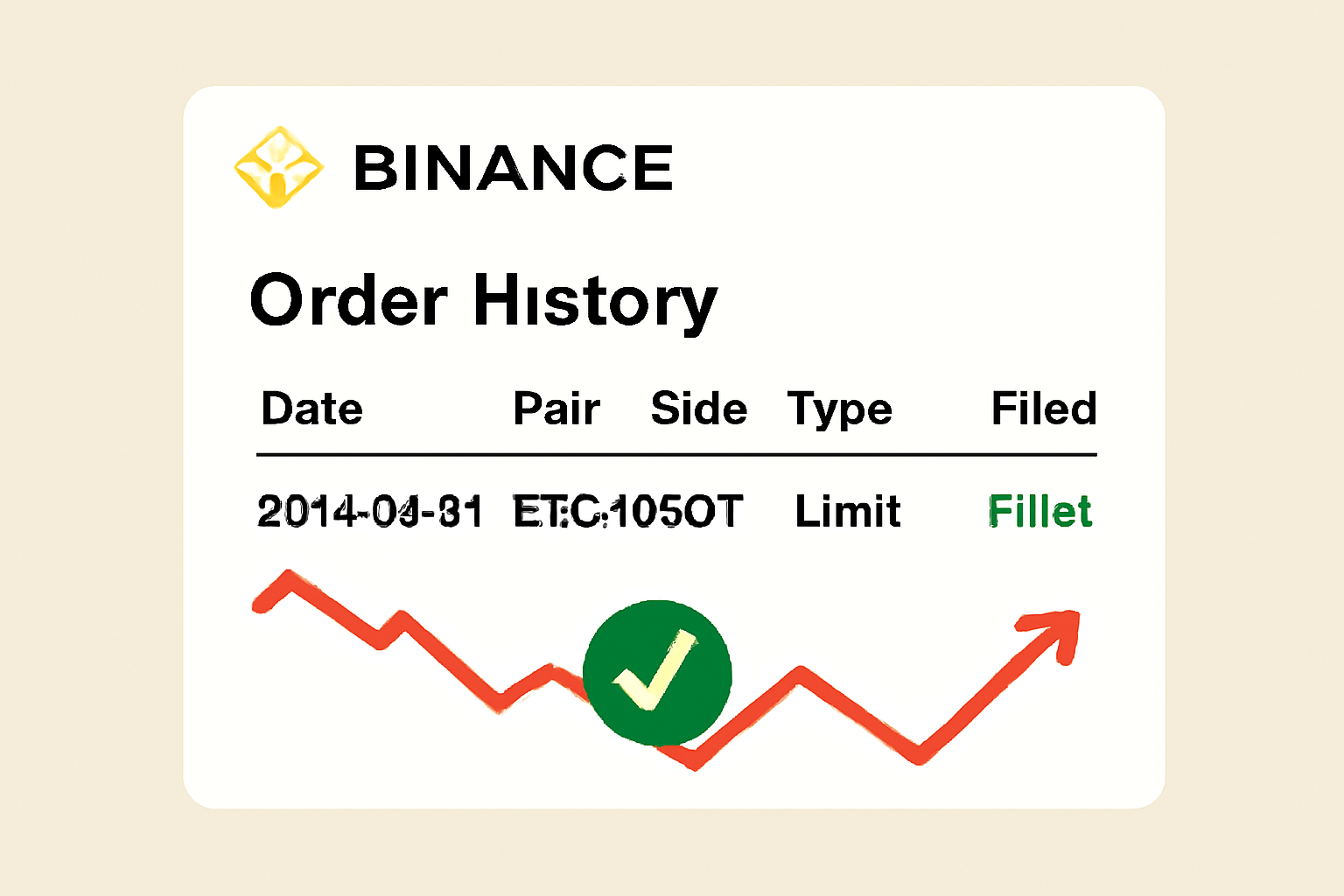 Binance order history showing filled BTC limit buy during market dip