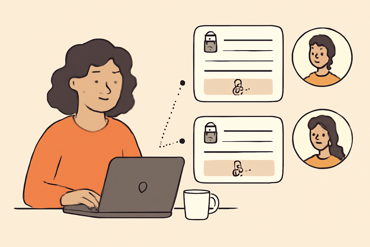 Startup HR manager collecting crypto wallet addresses from remote team members via secure online forms.