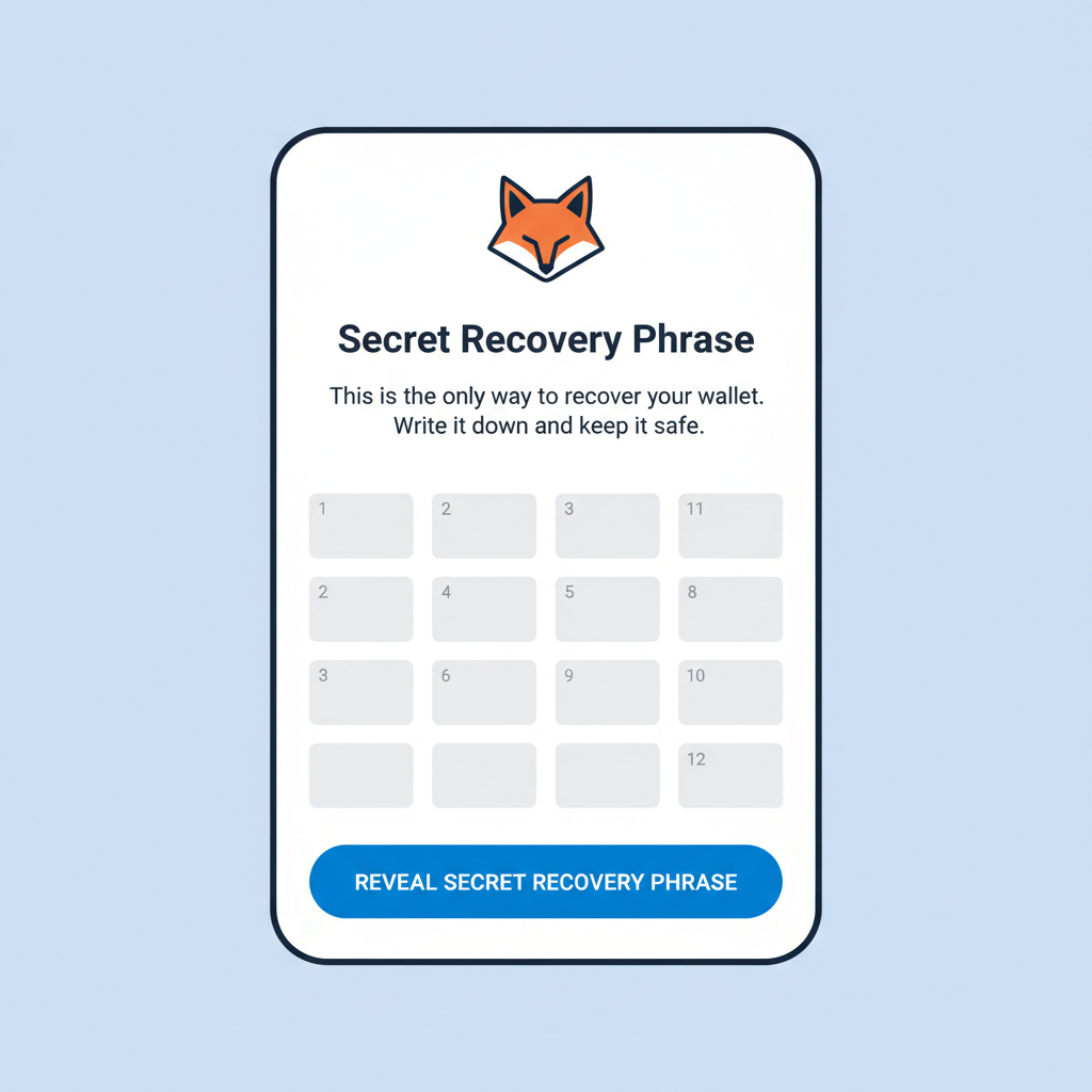 MetaMask create wallet screen with seed phrase prompt