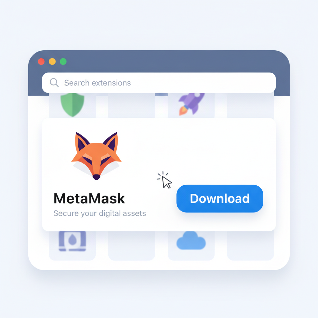 browser extension store showing MetaMask download button
