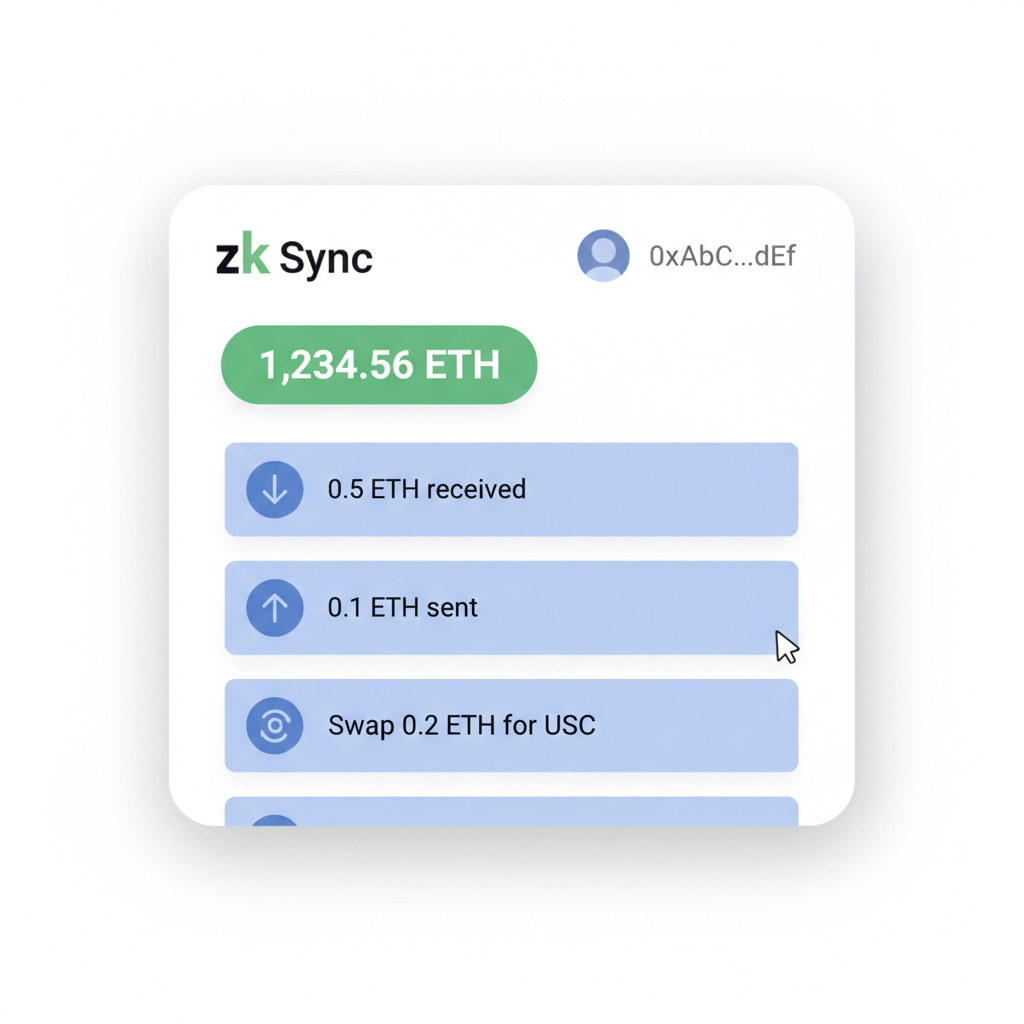 zkSync explorer showing wallet balance and transactions