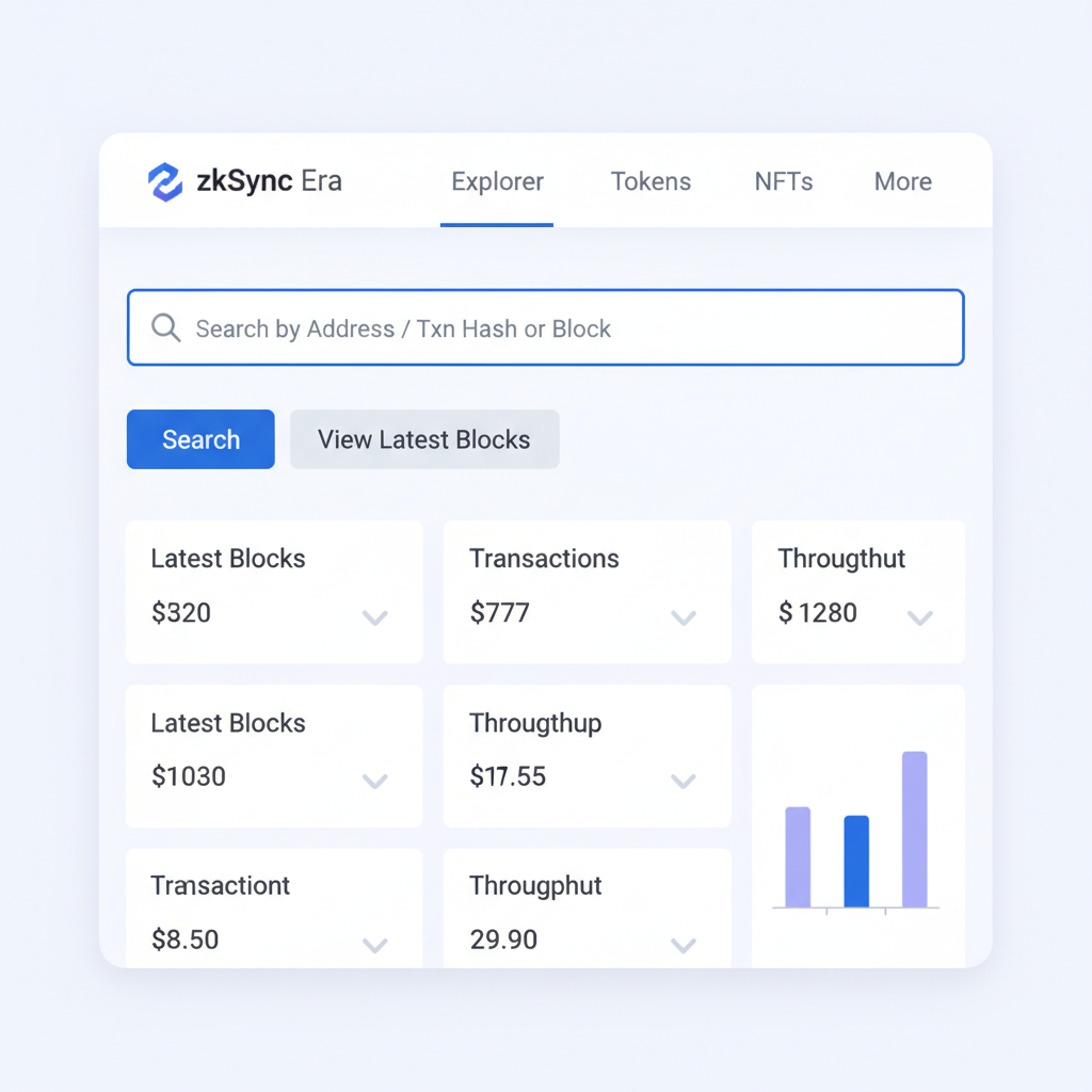 zkSync Era explorer page showing wallet address search, clean web interface screenshot