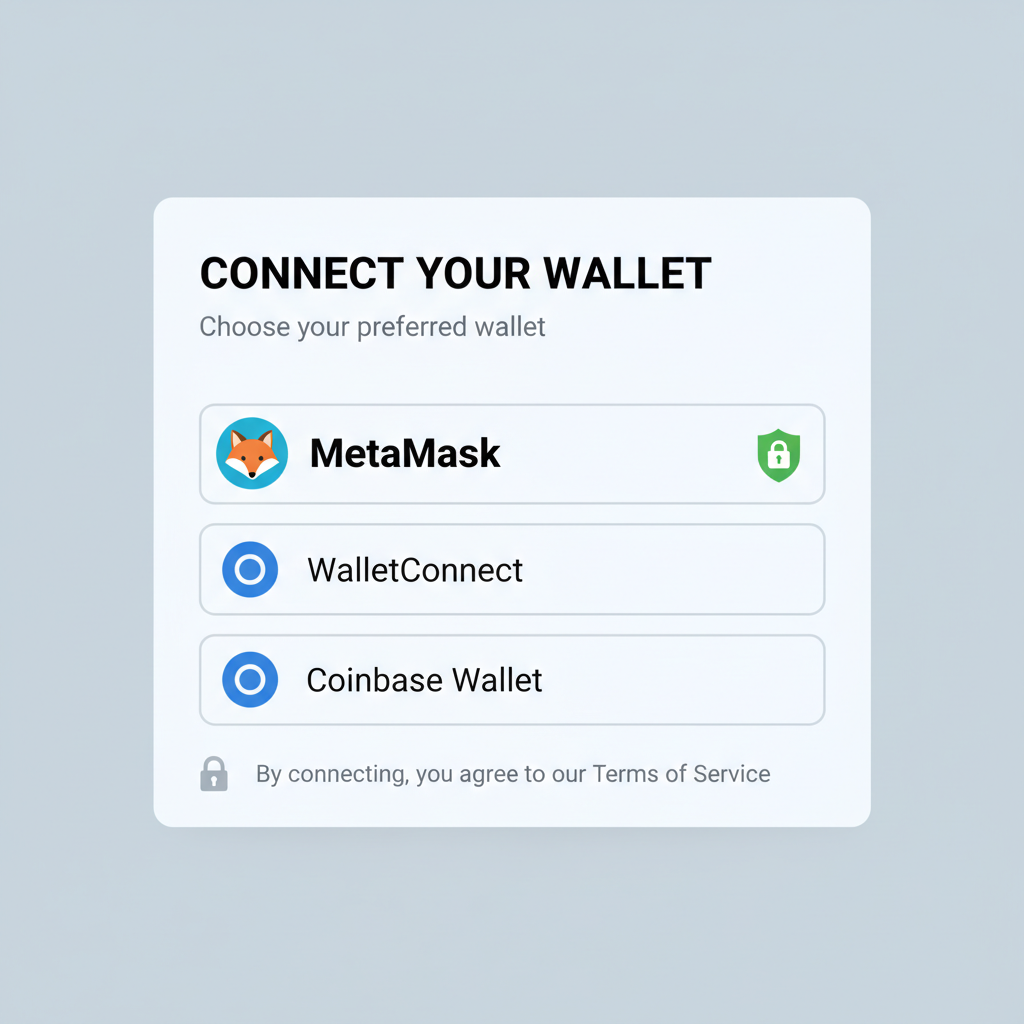 wallet connection modal, MetaMask icon, secure lock