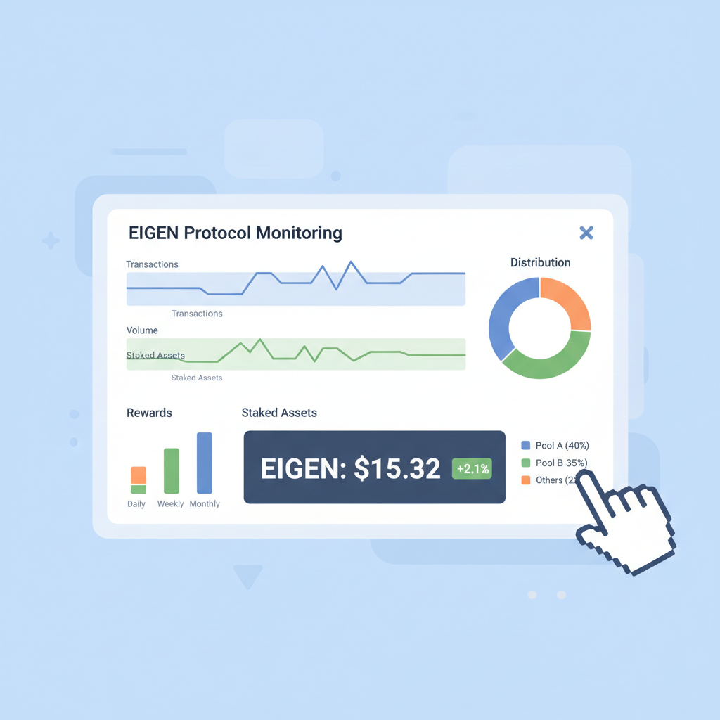 Monitoring dashboard with real-time charts, EIGEN price ticker, data visualization