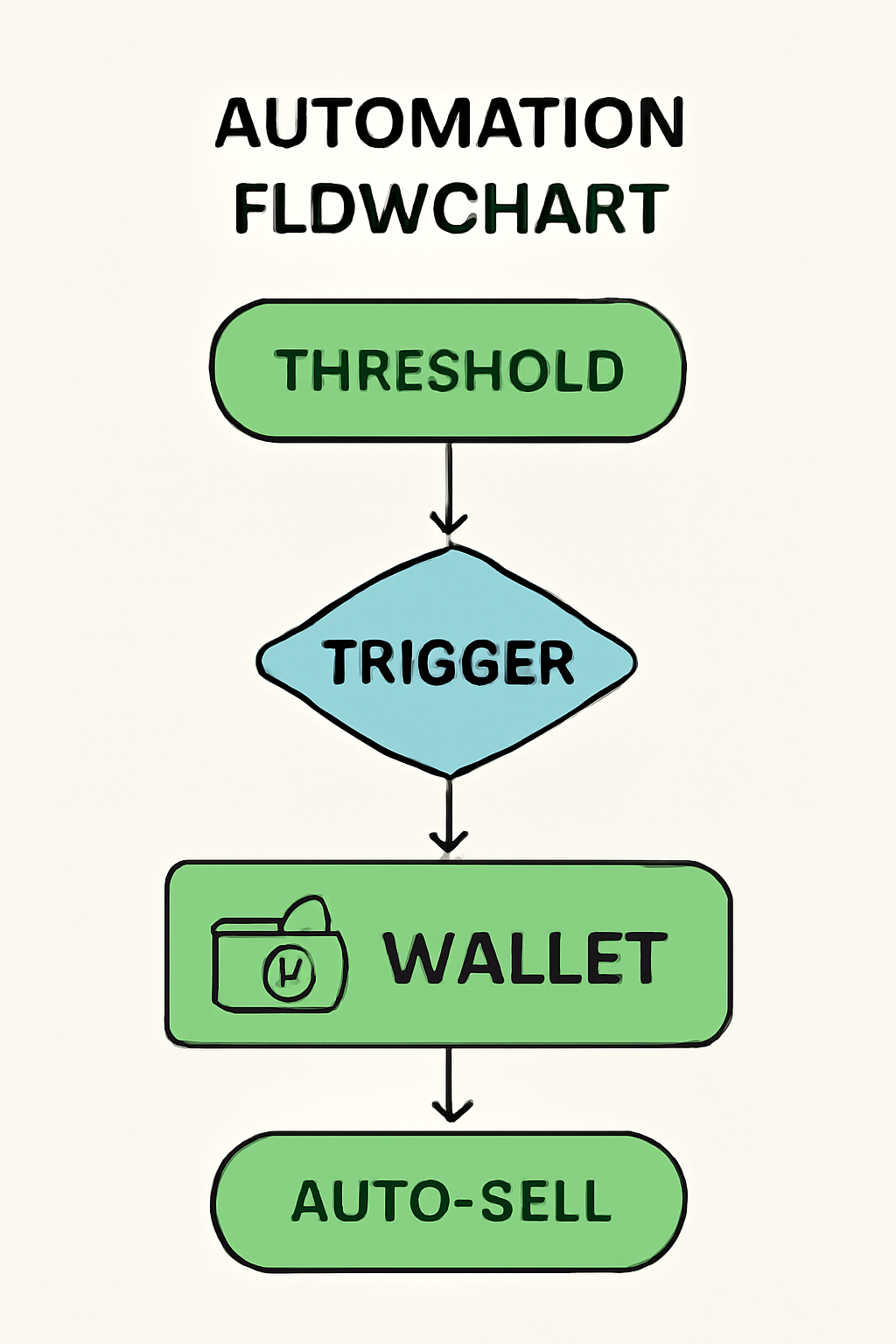 Automation flowchart showing threshold trigger to wallet auto-sell action
