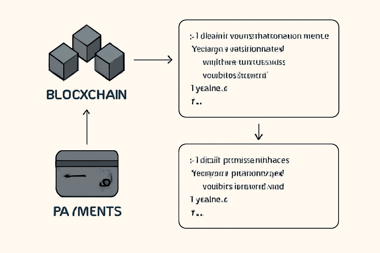 A blockchain-inspired diagram with smart contract code snippets handling subscription events, payments, and proration logic.