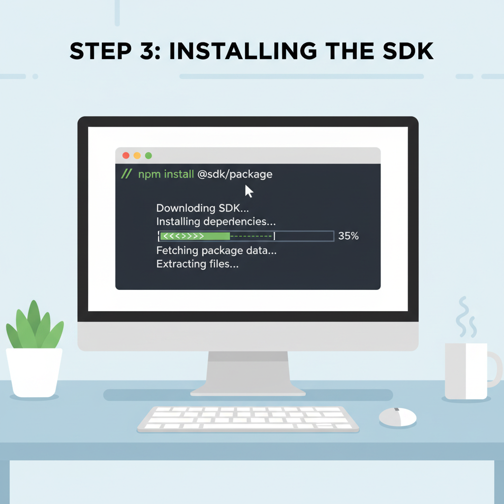 developer terminal installing SDK package, code on screen