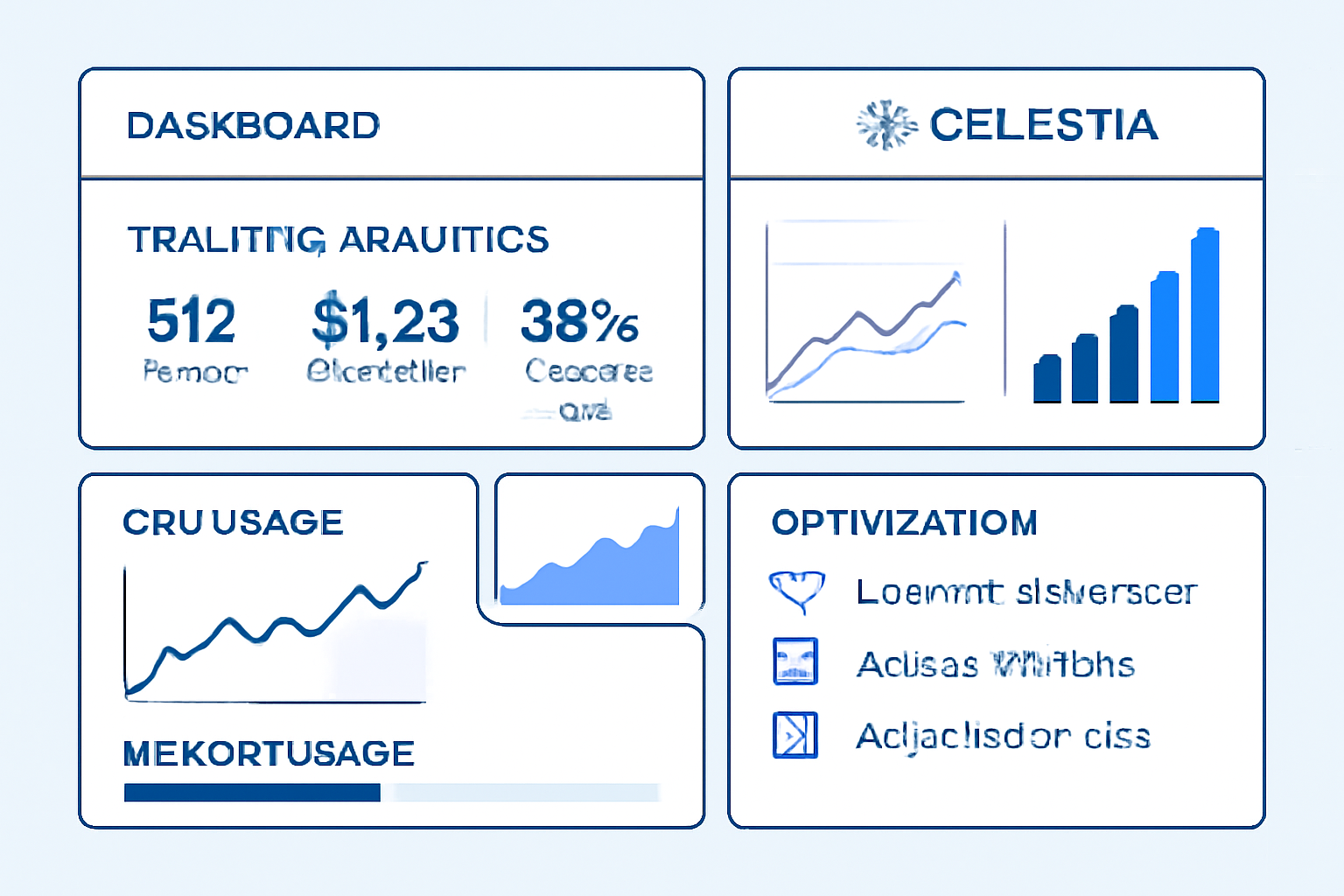 A dashboard displaying real-time analytics, performance graphs, and optimization suggestions for a running rollup on Celestia.
