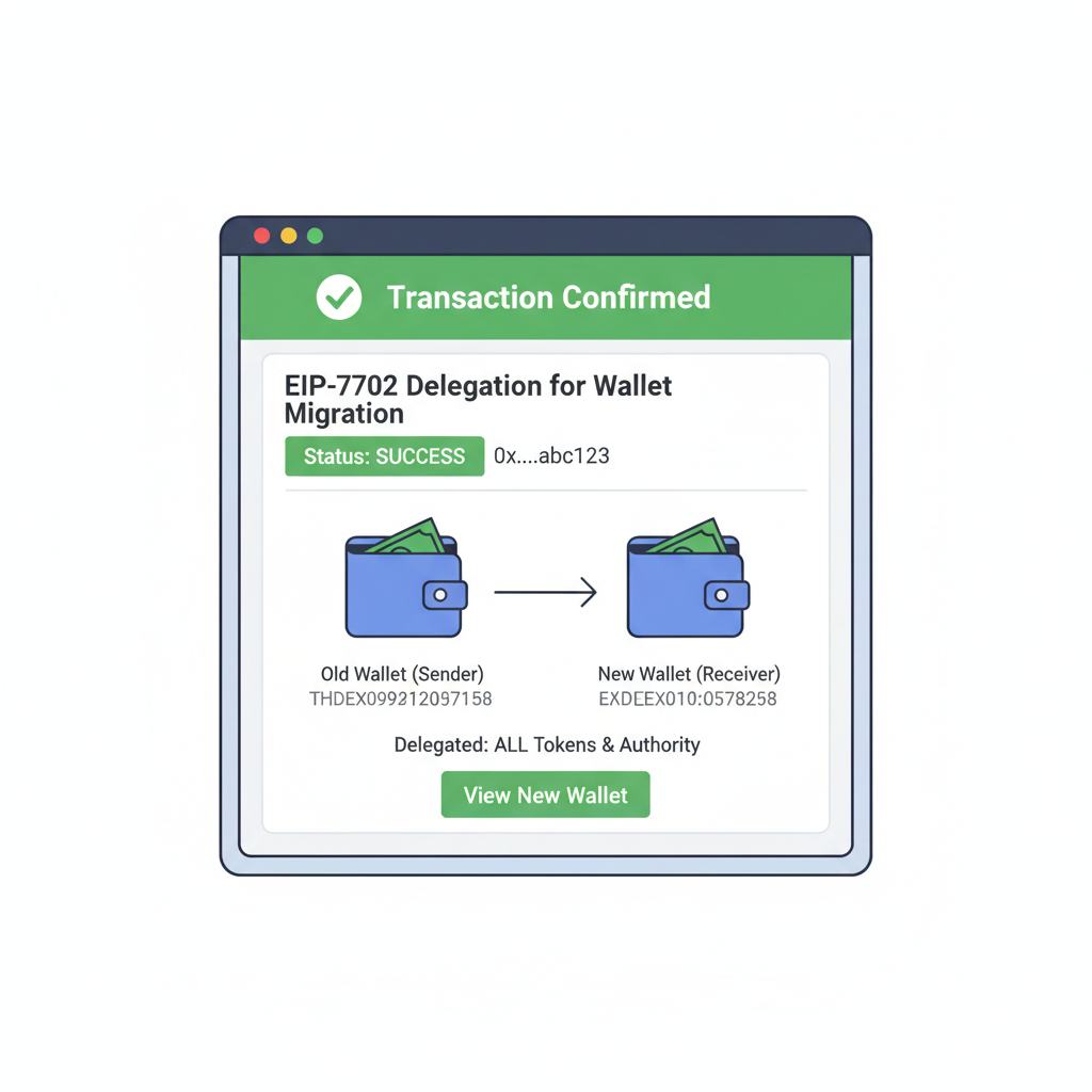 Etherscan interface showing cleared EIP-7702 delegation confirmation Ethereum wallet migration success