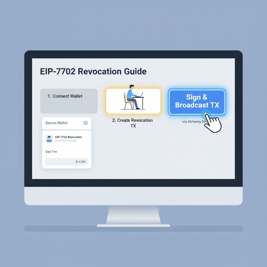 Developer signing and broadcasting EIP-7702 revocation tx via Alchemy RPC in secure wallet interface