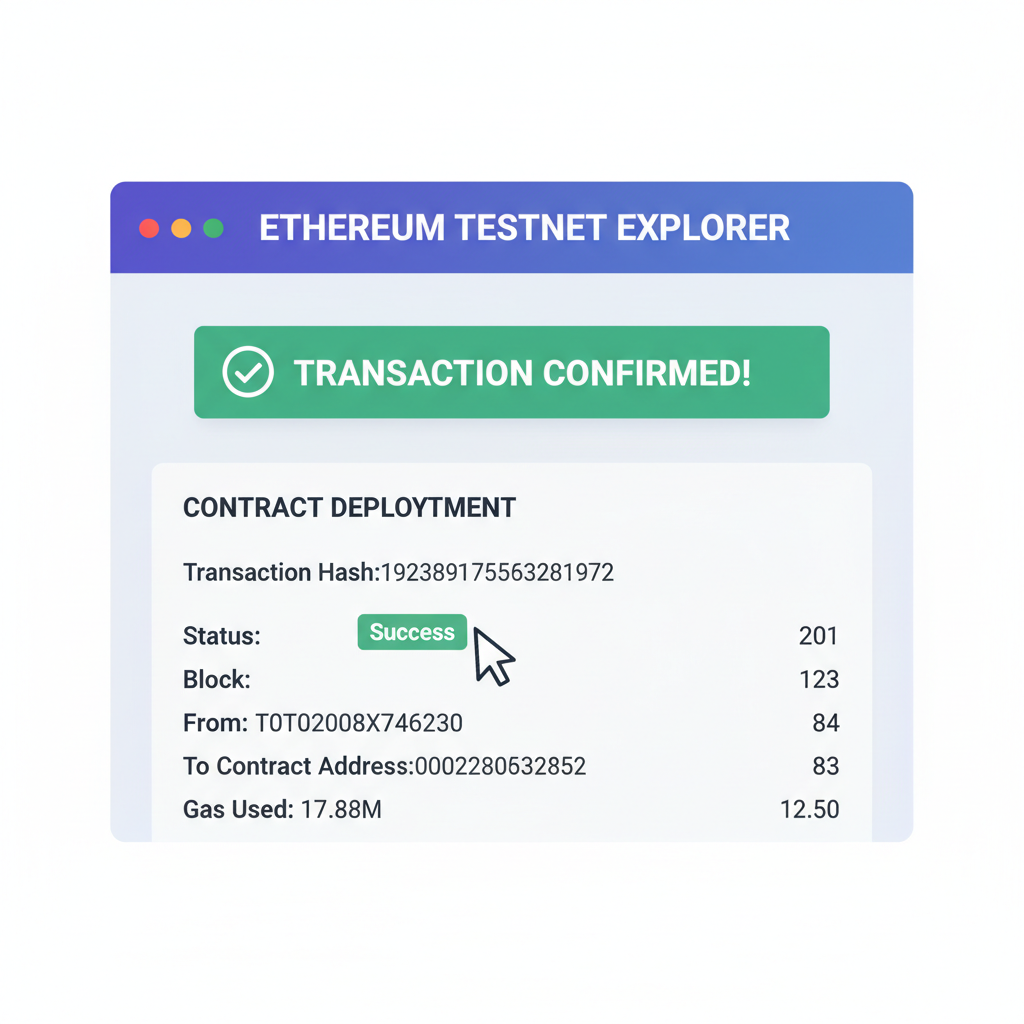smart contract deployment confirmation on ethereum testnet explorer