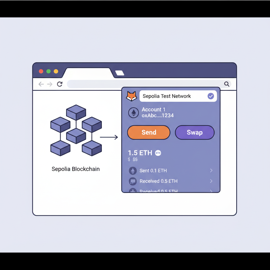 metamask wallet interface connected to sepolia testnet blockchain