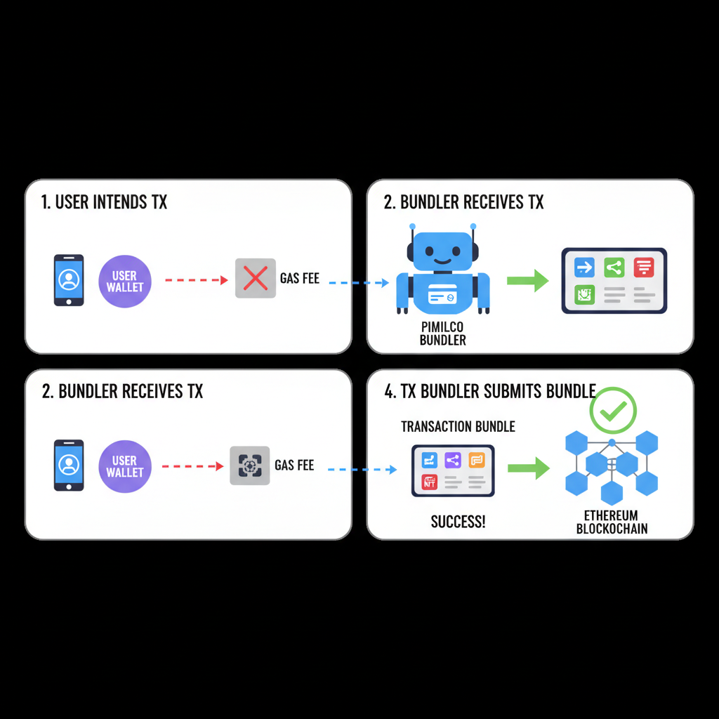 pimlico biconomy bundler sponsoring ethereum transactions bundle visualization gasless flow