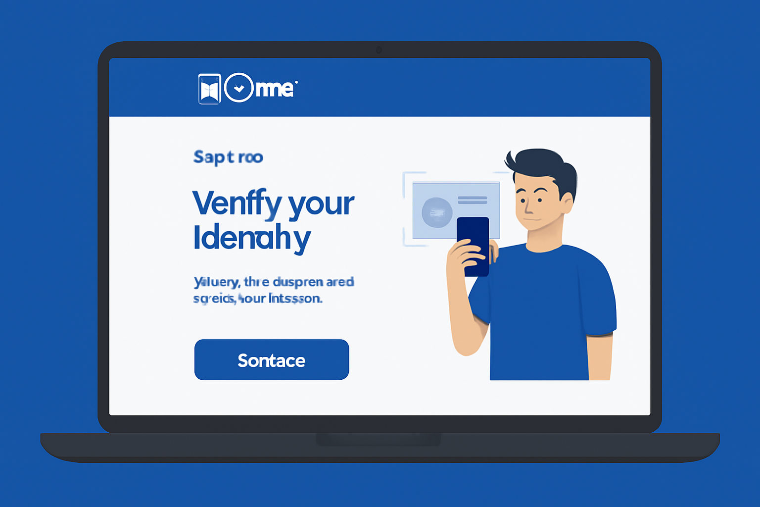 clean Bit2Me signup interface on laptop, user verifying KYC with ID scan, modern blue crypto theme, professional UI
