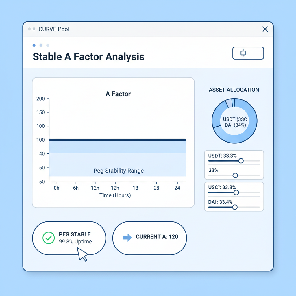 Curve pool analytics screen with stable A factor graph during peg stability