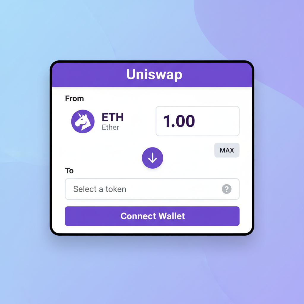 Uniswap swap screen with ETH selected as from token and amount entered