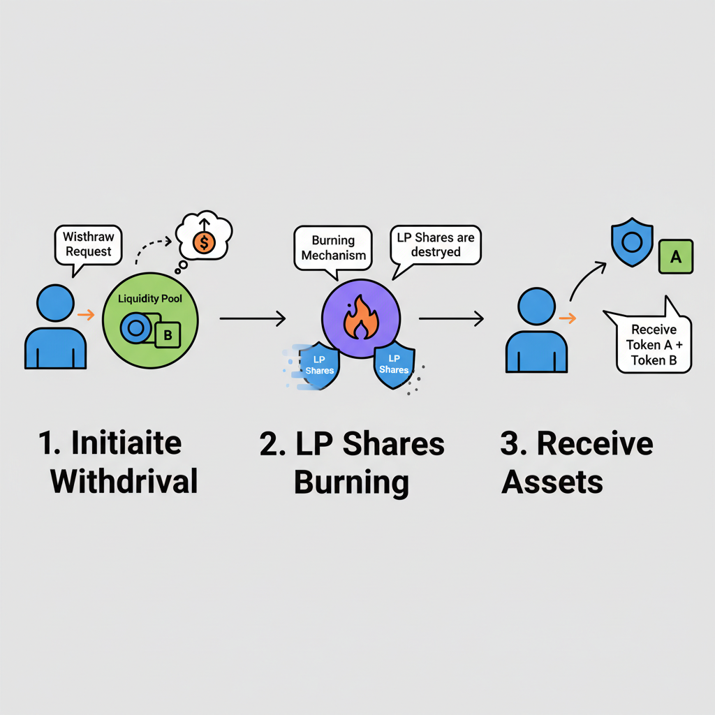 diagram withdrawing liquidity from pool, shares burning
