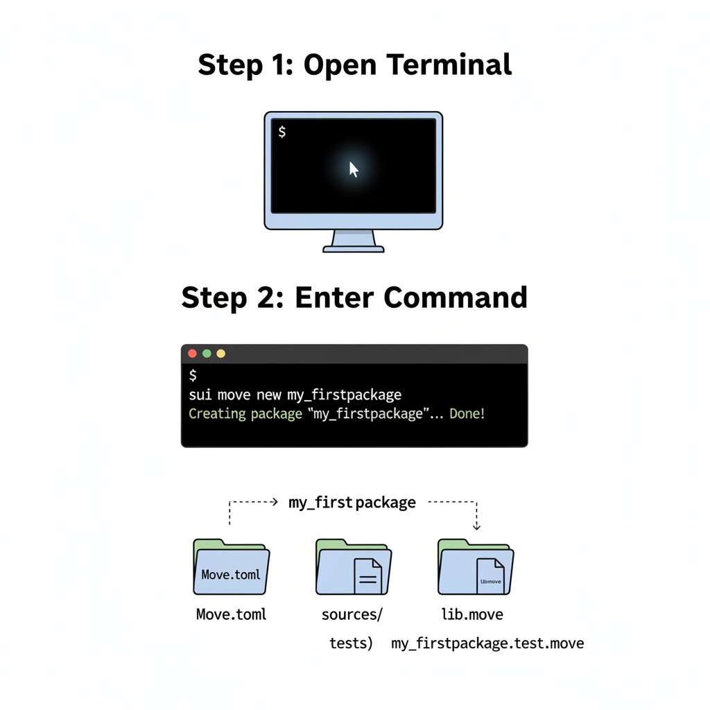 terminal command creating Sui Move package folder structure