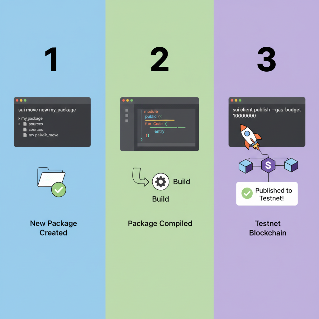Sui CLI publishing Move package to testnet blockchain