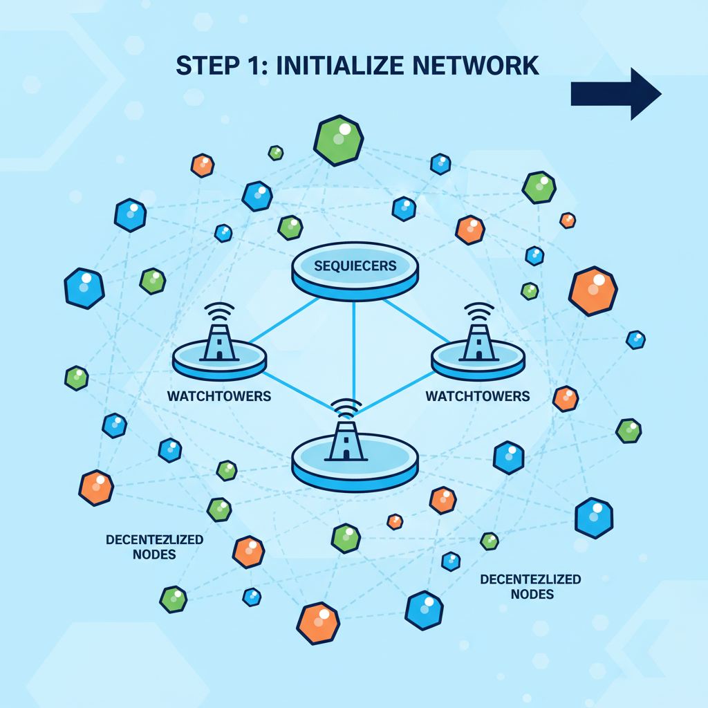 setting up blockchain sequencers watchtowers, decentralized nodes connected in network