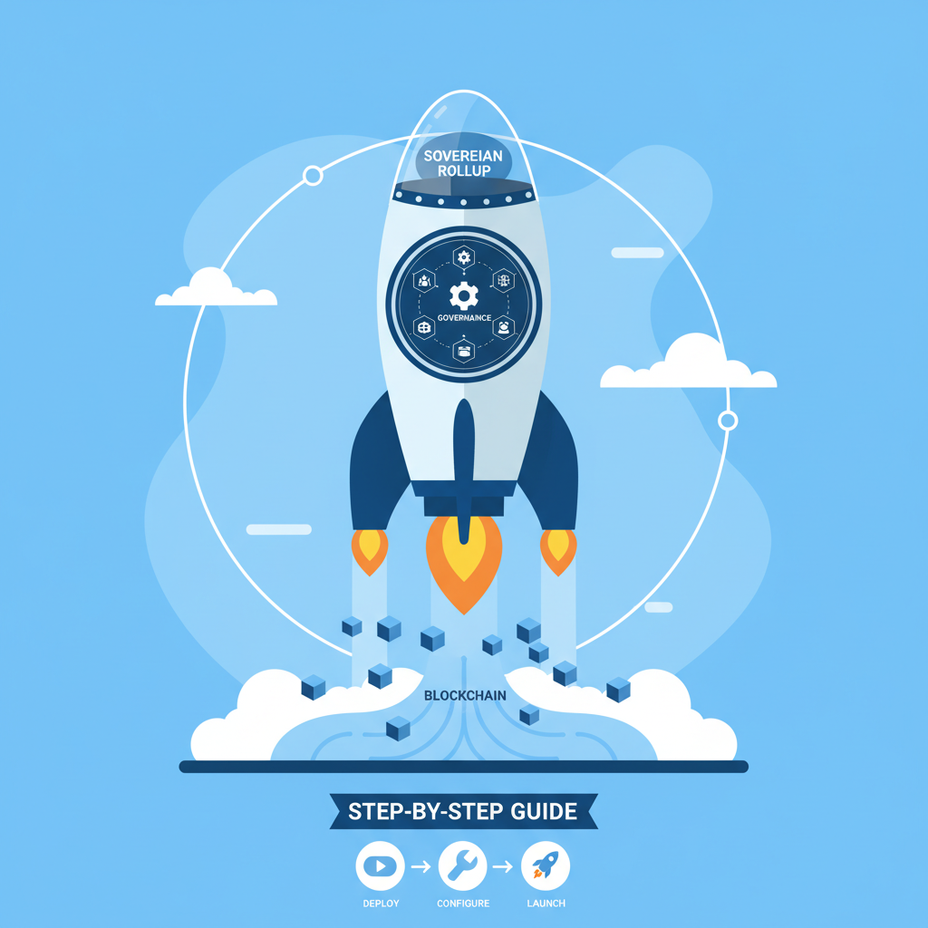 launching sovereign rollup blockchain, rocket blasting off with governance dashboard