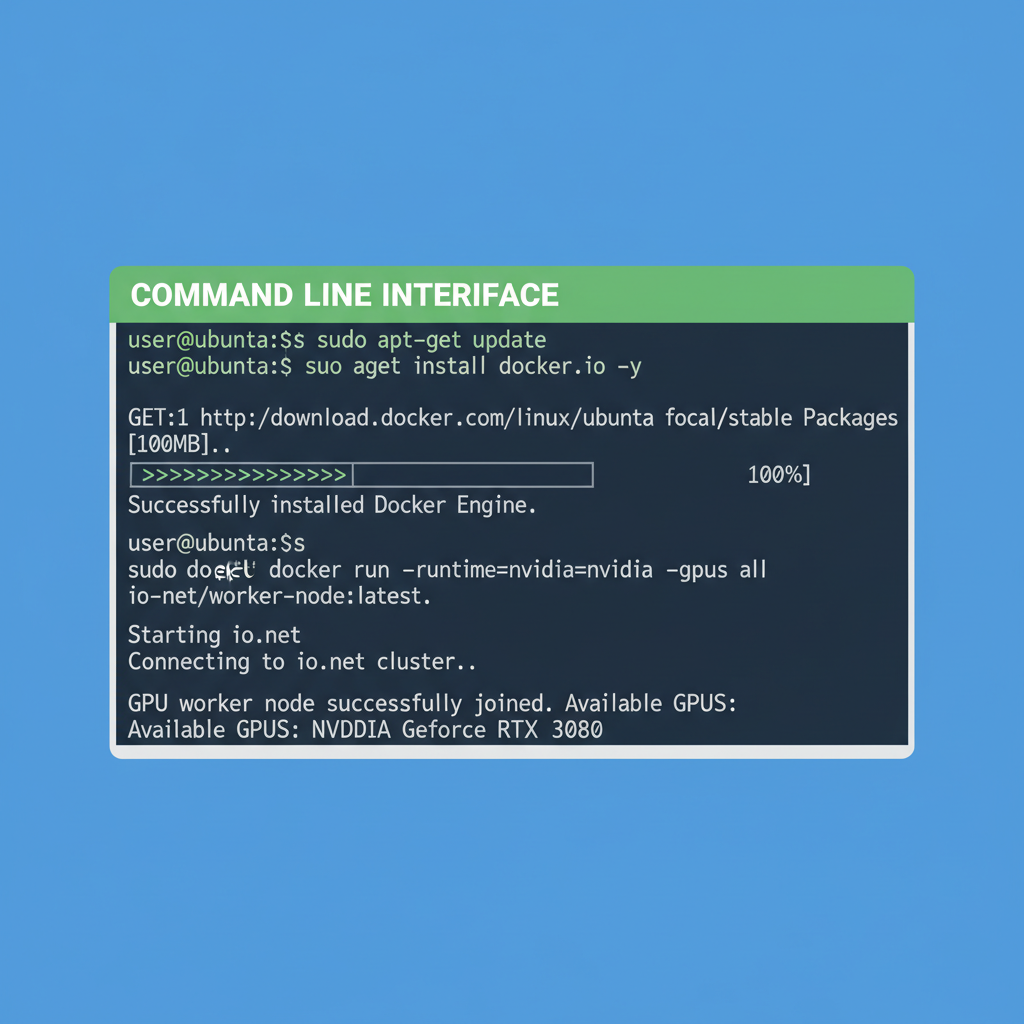 Command line terminal installing Docker worker node io.net GPU supply