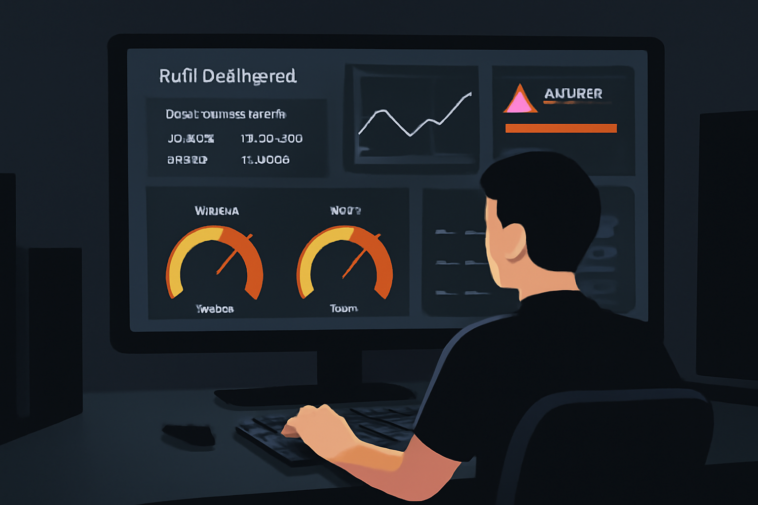 DeFi dashboard monitoring stETH Aave position, risk gauges, alerts flashing, professional trader setup dark mode