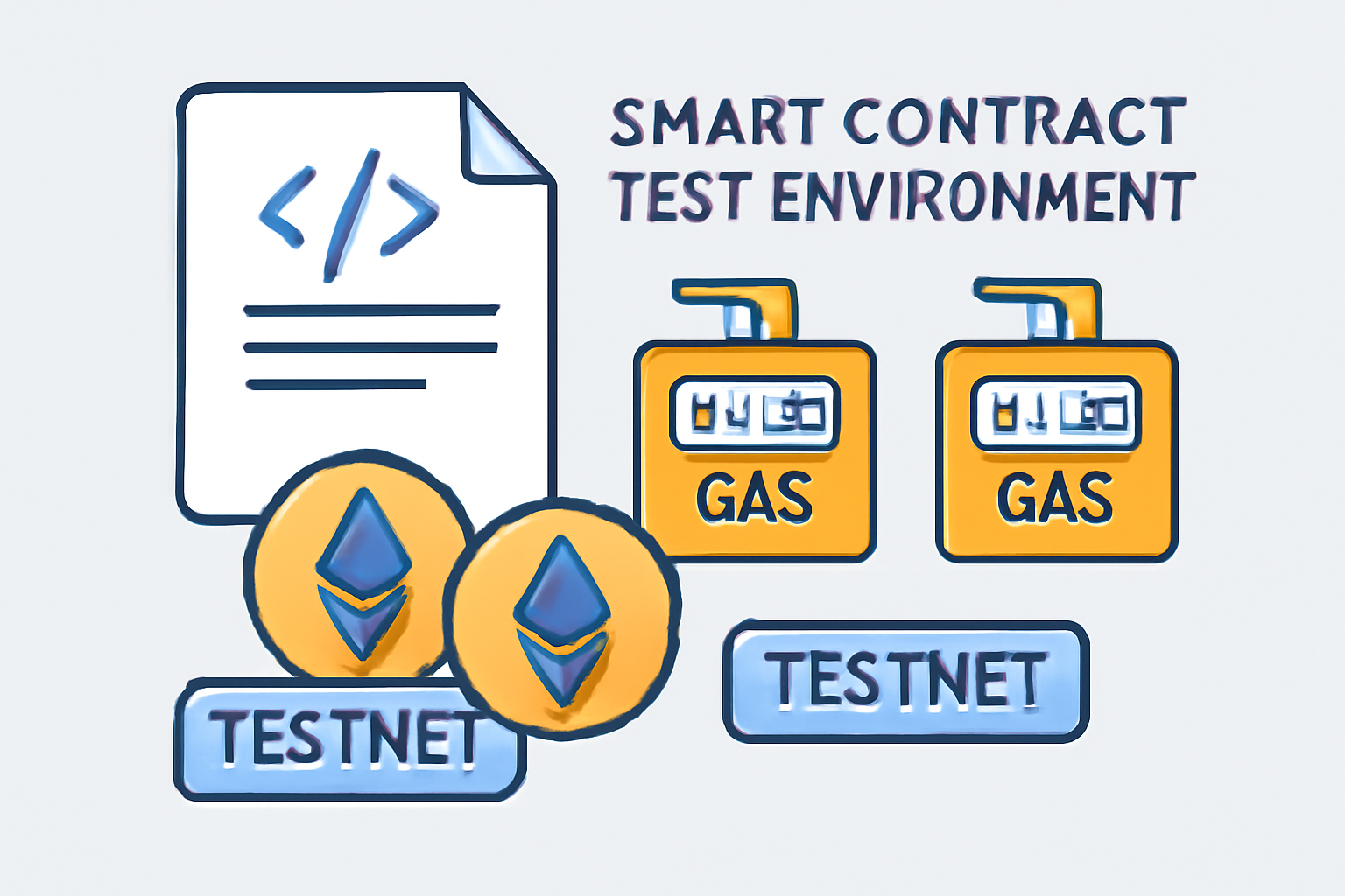 A smart contract test environment with gas meters, Ethereum coins, and testnet labels
