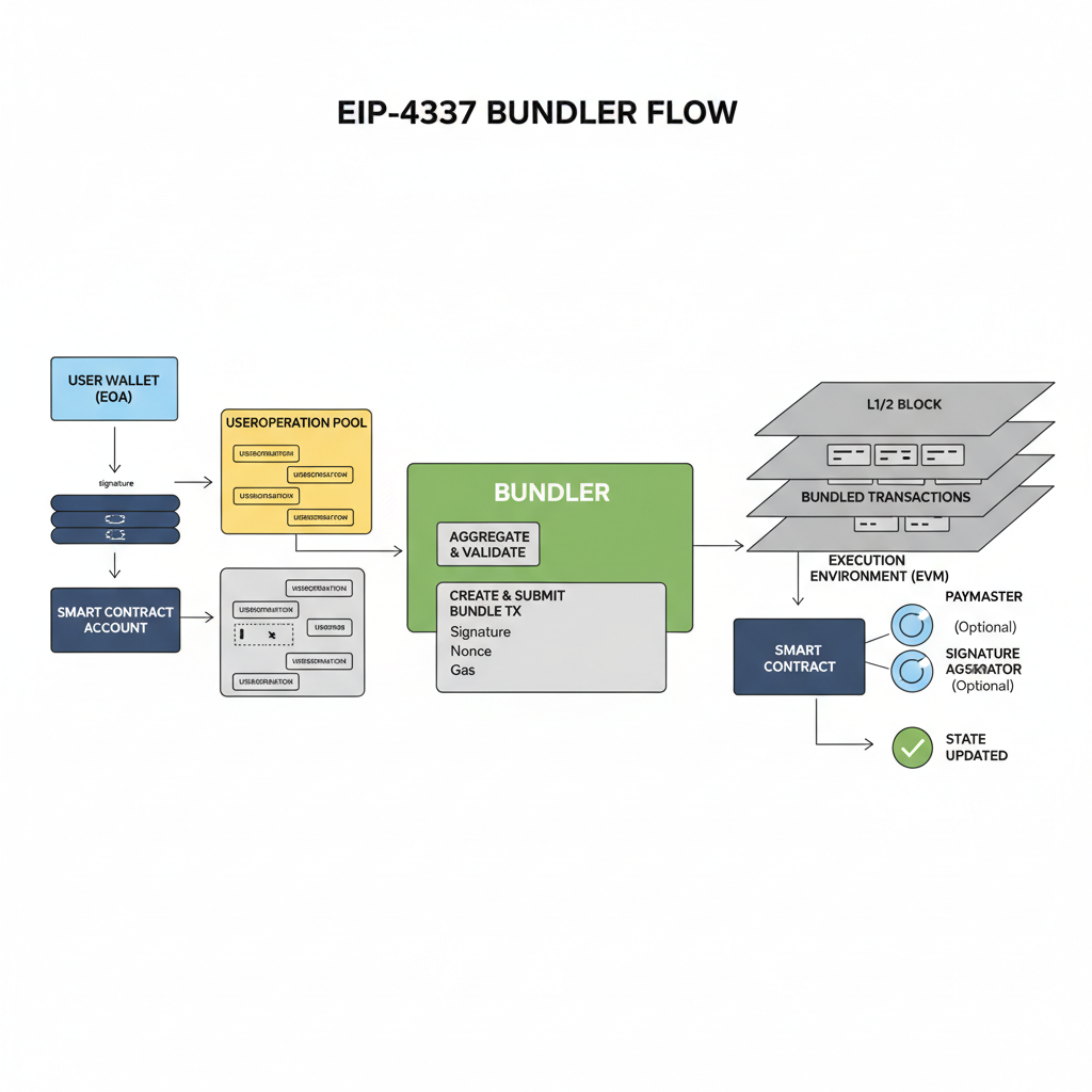 account abstraction diagram, EIP-4337 bundler flow, layered blockchain transactions
